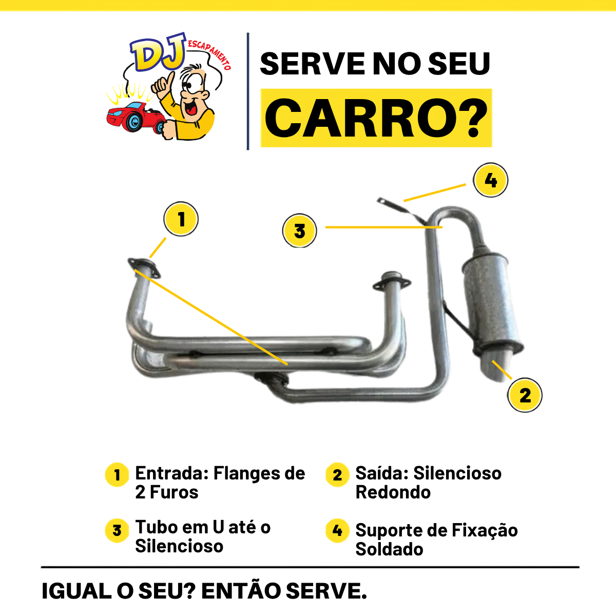 Escapamento esportivo Turbinho Fusca 1.3 1.5 1.6 1967 a 1992 - DJ Escapamentos